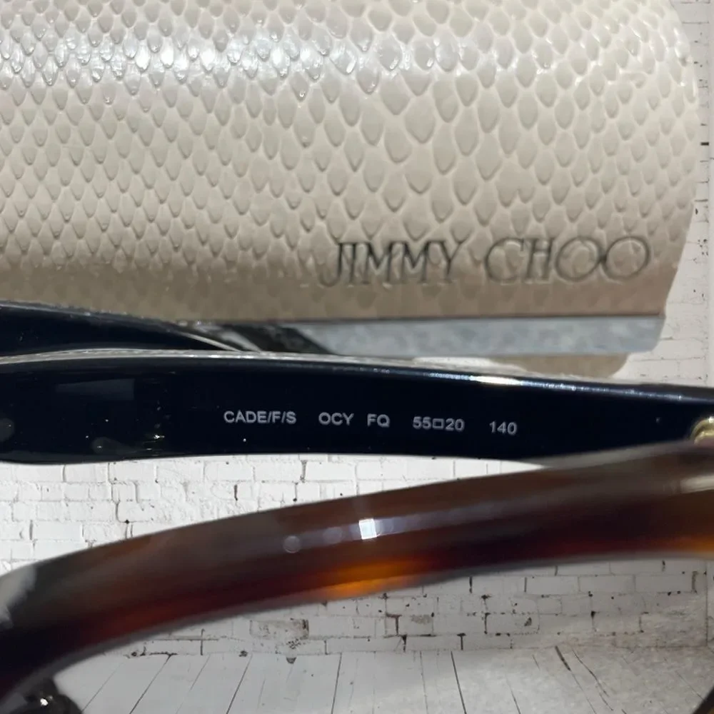 Jimmy Choo‎ Cade Women's Havana Glitter Sunglasses w/ Gold Flash Lens - OCY FQ